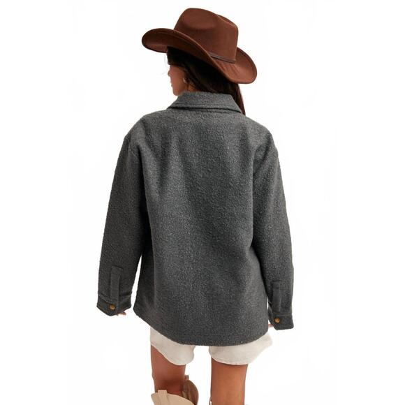 NEW HEM & THREAD teddy snap jacket in winter spruce - Picture 3 of 6